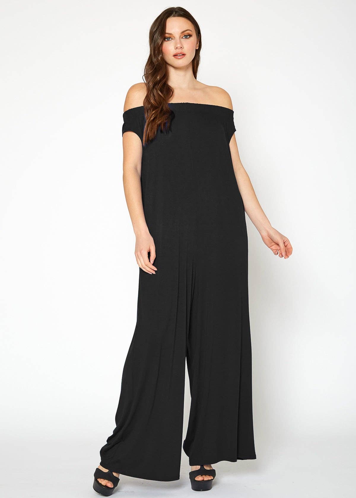 Bellatrix Women's Off Shoulder Wide Leg Jumpsuit With Pocket