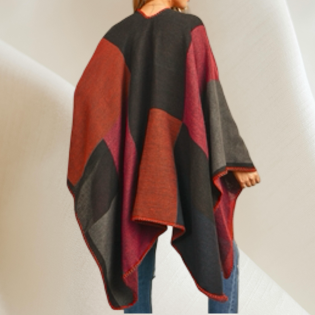 Burgundy, Black & Gray Shawl