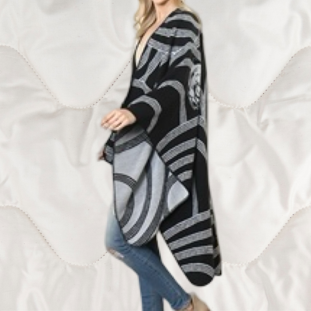 Black & Gray Shawl Top