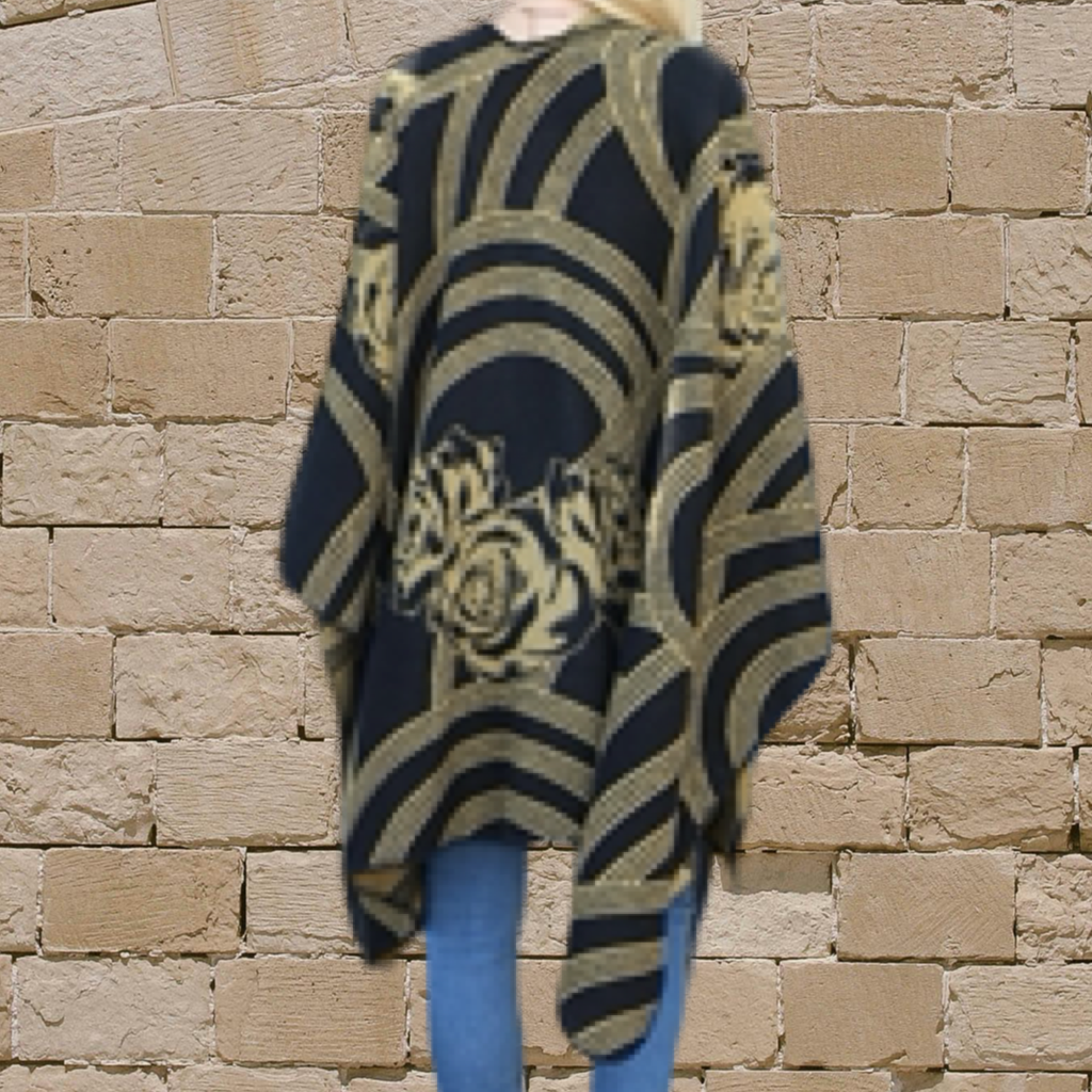 Black & Gold Shawl Top