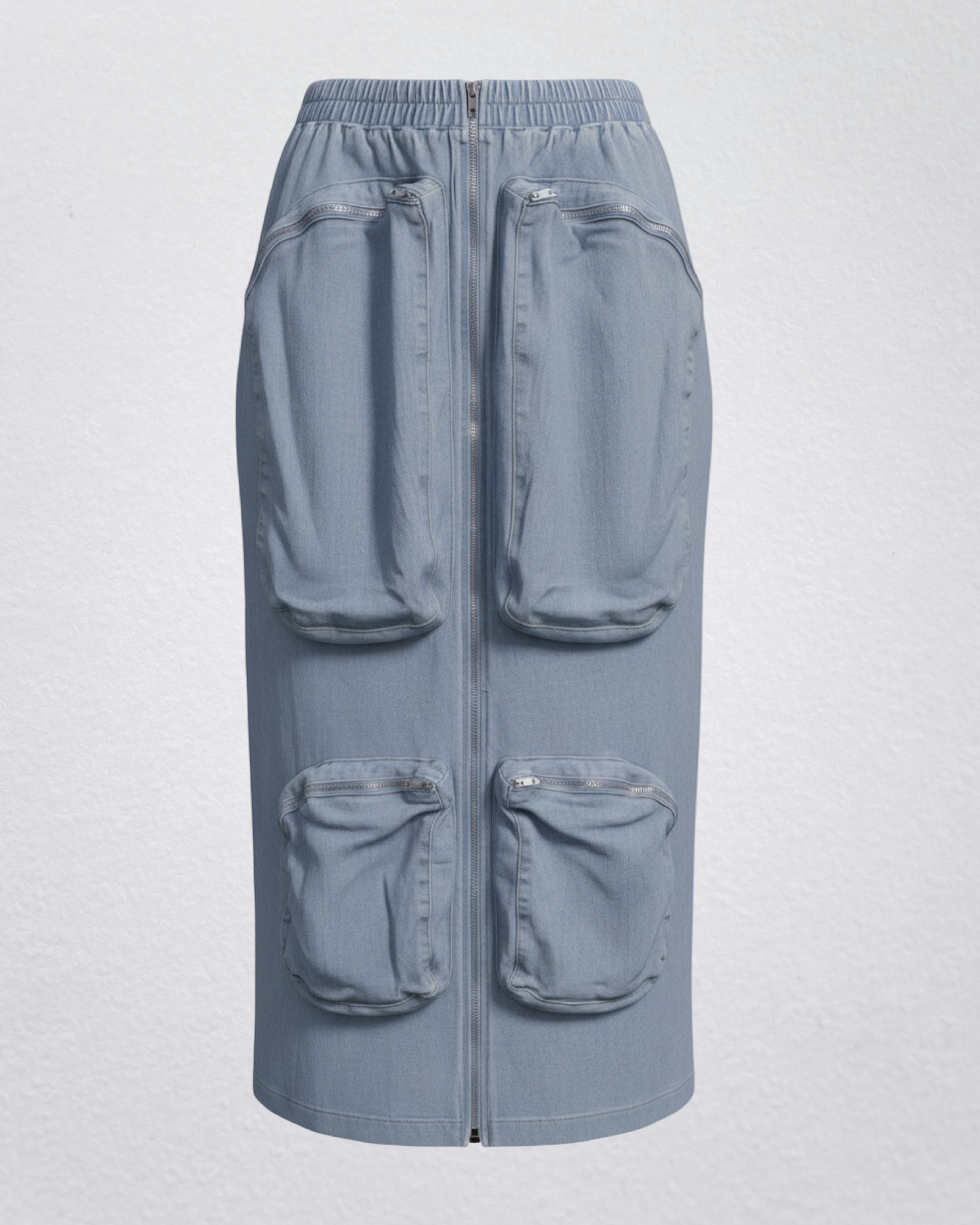 Light Denim Maxi Cargo Skirt