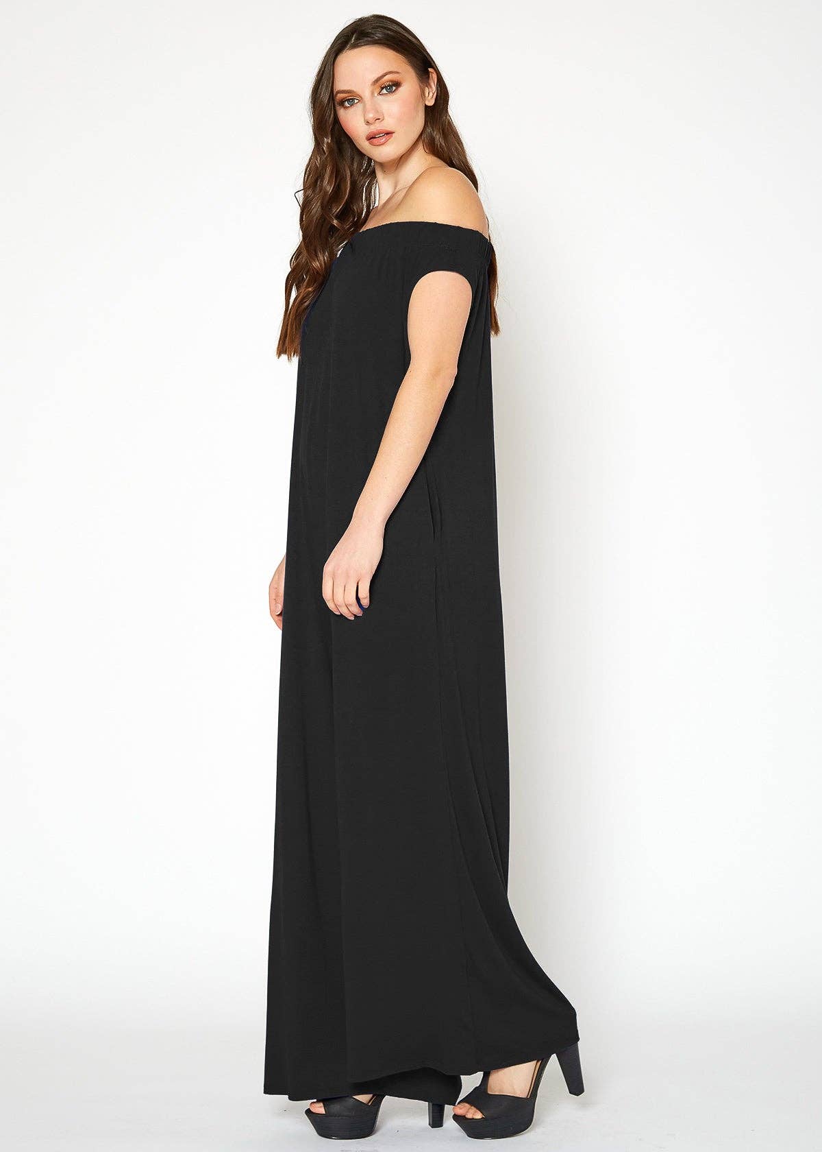 Bellatrix Women's Off Shoulder Wide Leg Jumpsuit With Pocket