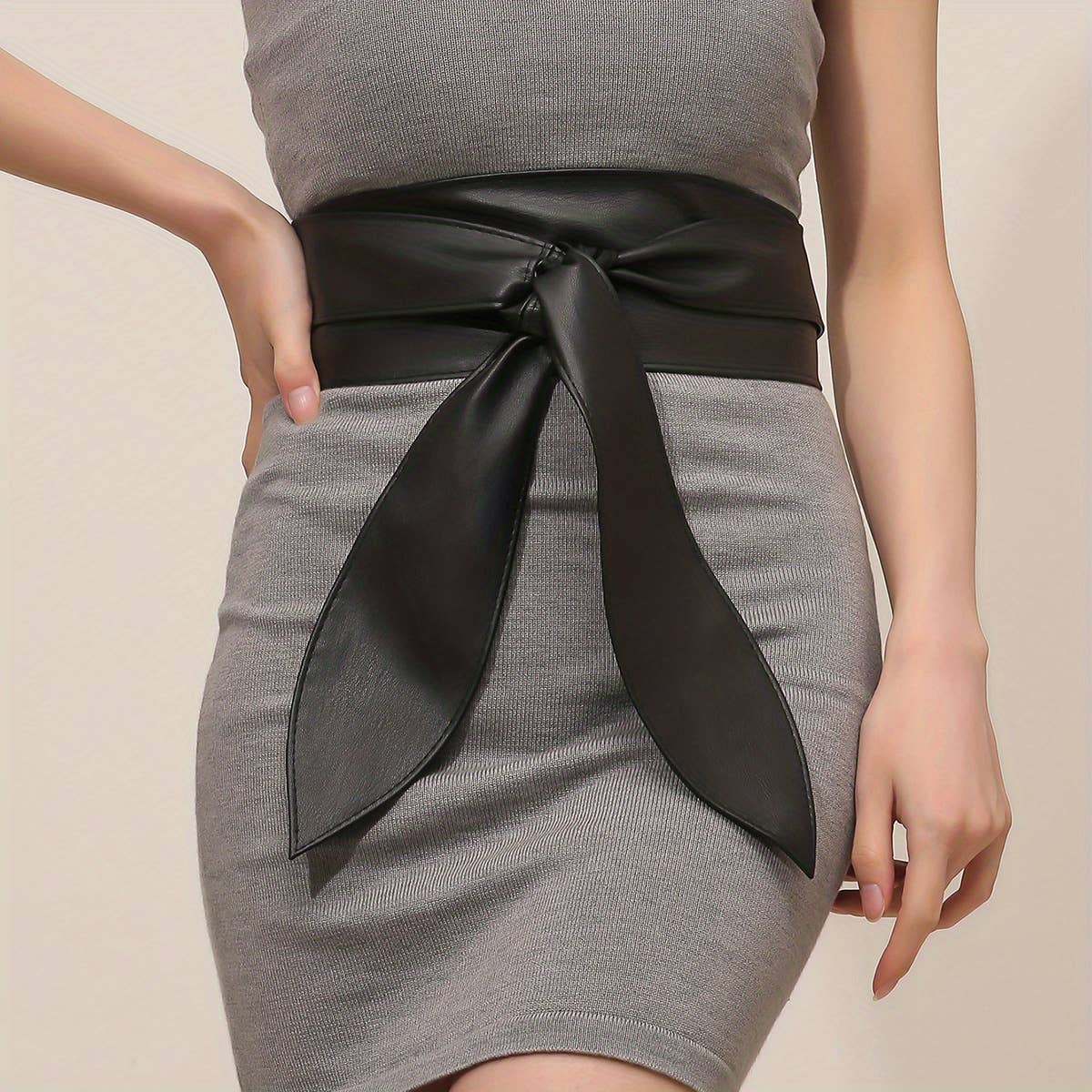 Elegant Wide Faux Leather Belt