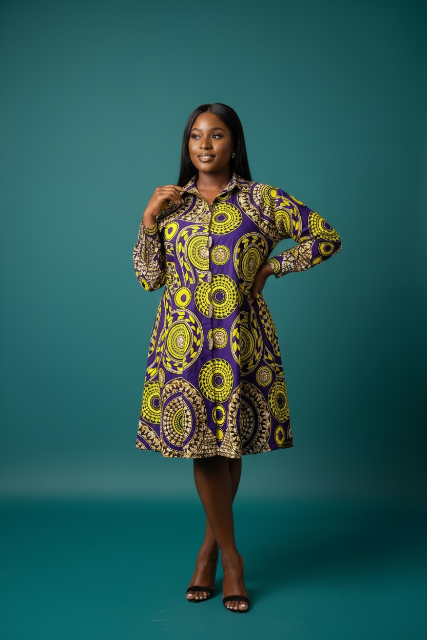 Purple & Yellow Midi-Dress/Top