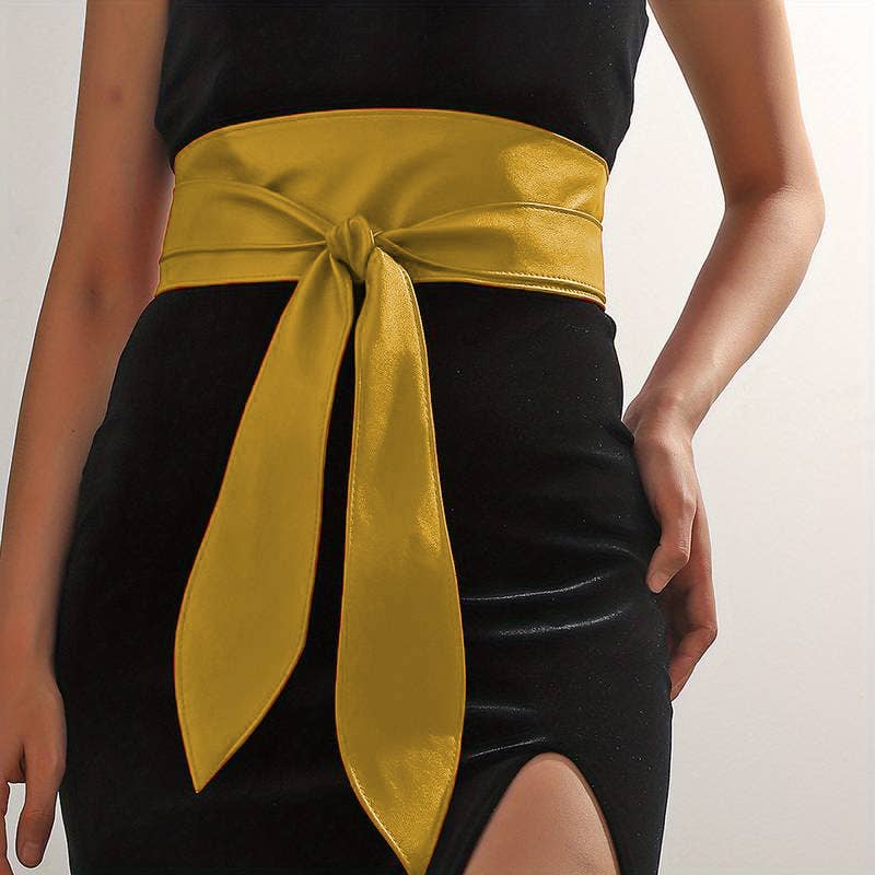 Elegant Wide Faux Leather Belt