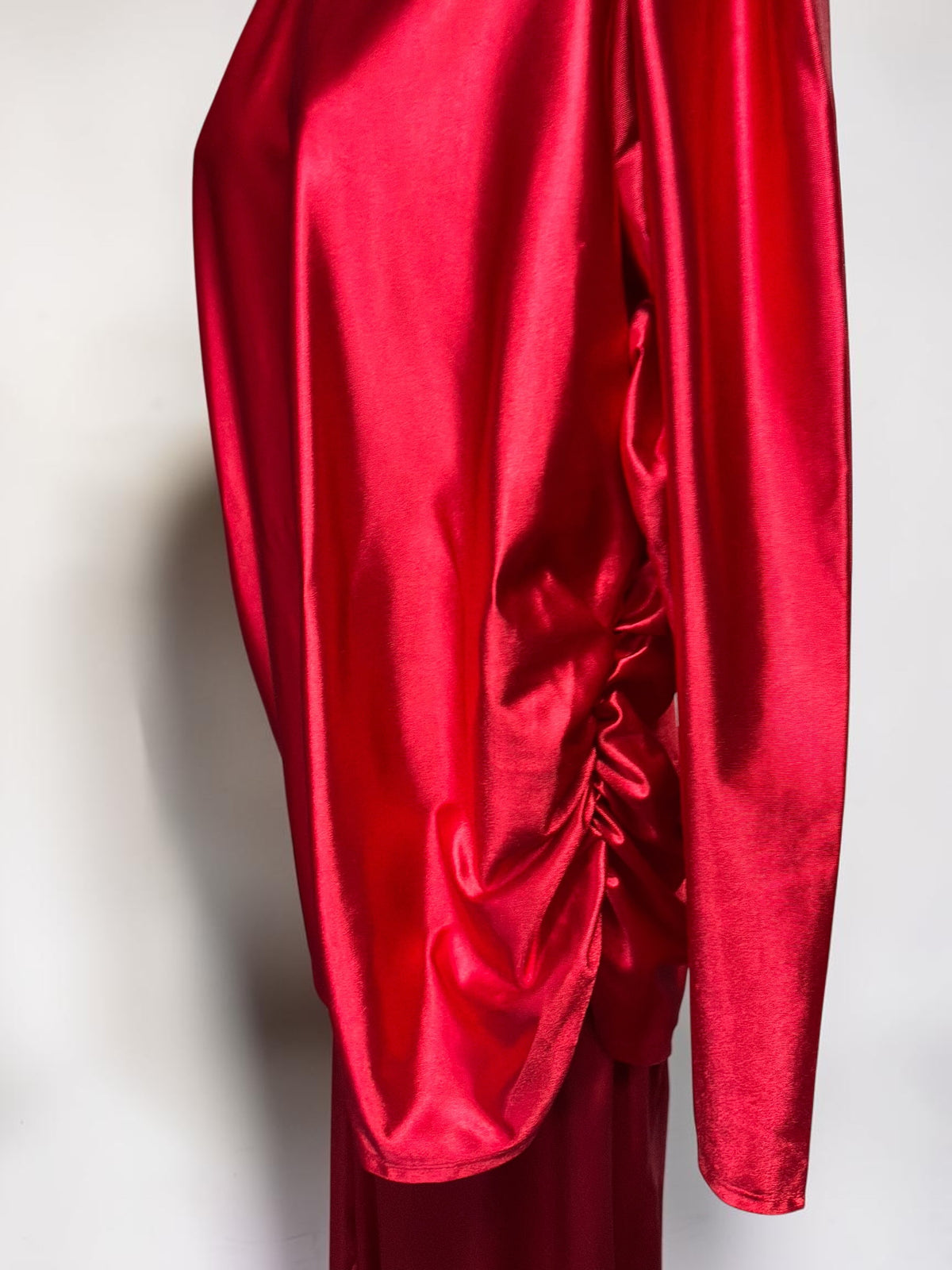 Red Silky Satin Pants Set