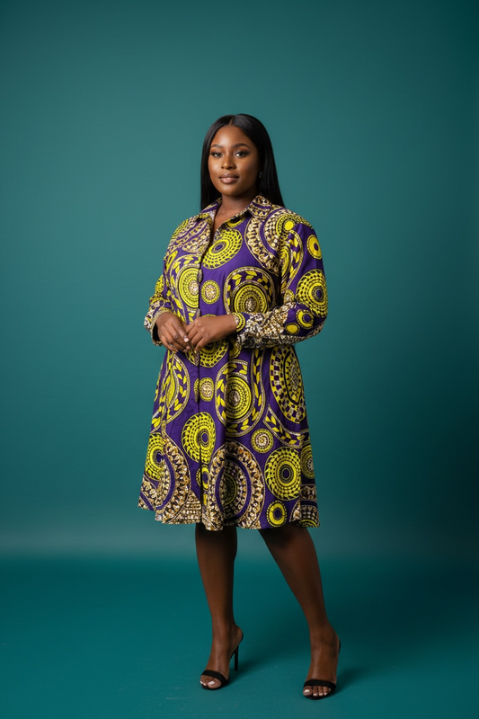Purple & Yellow Midi-Dress/Top