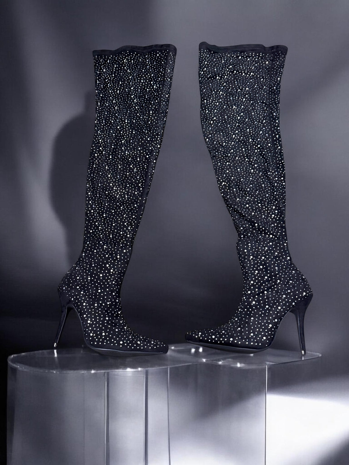 Tall Azalea Wang Diamond Stud Boots