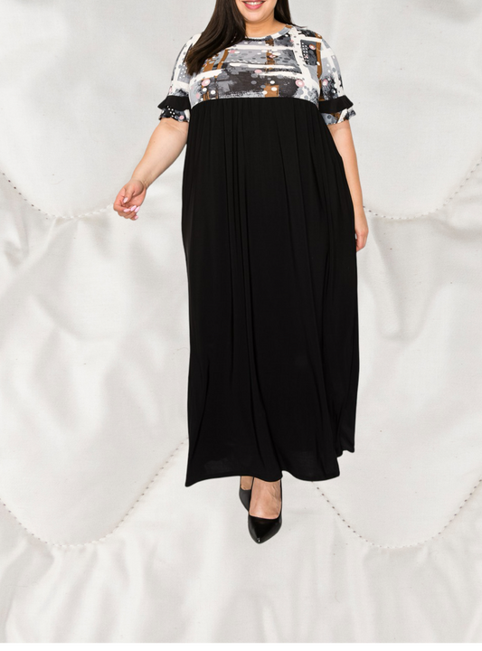 Ruffled Sleeve Maxi-dress