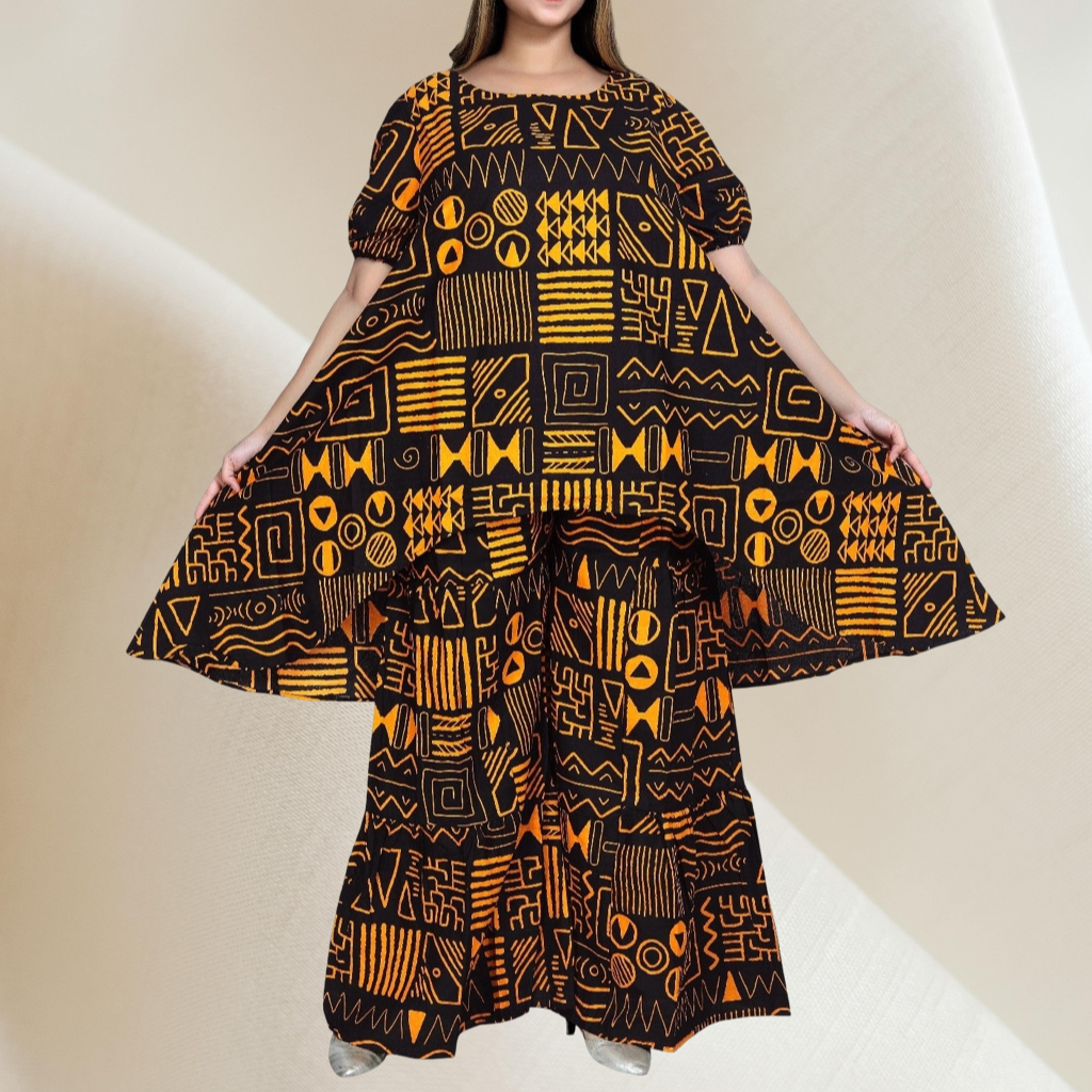 Gold & Black 2PC Boho Pants Set