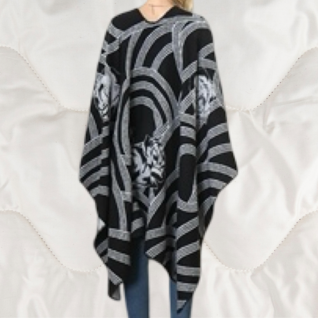 Black & Gray Shawl Top