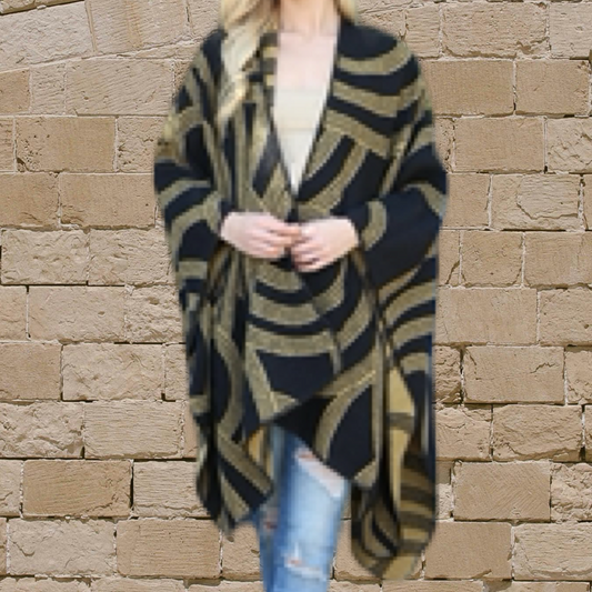 Black & Gold Shawl Top