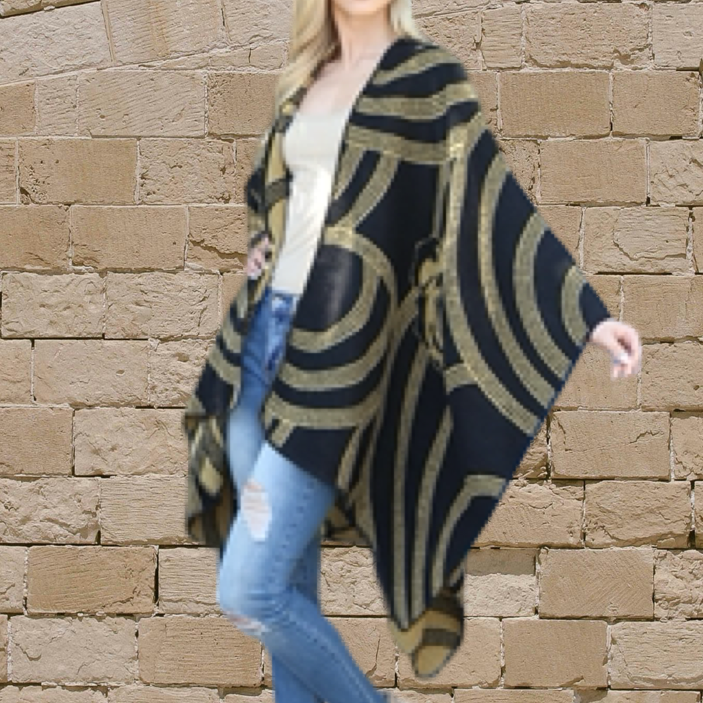 Black & Gold Shawl Top