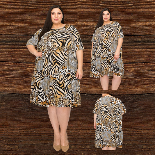 Brown Comfy Cheetah Dress
