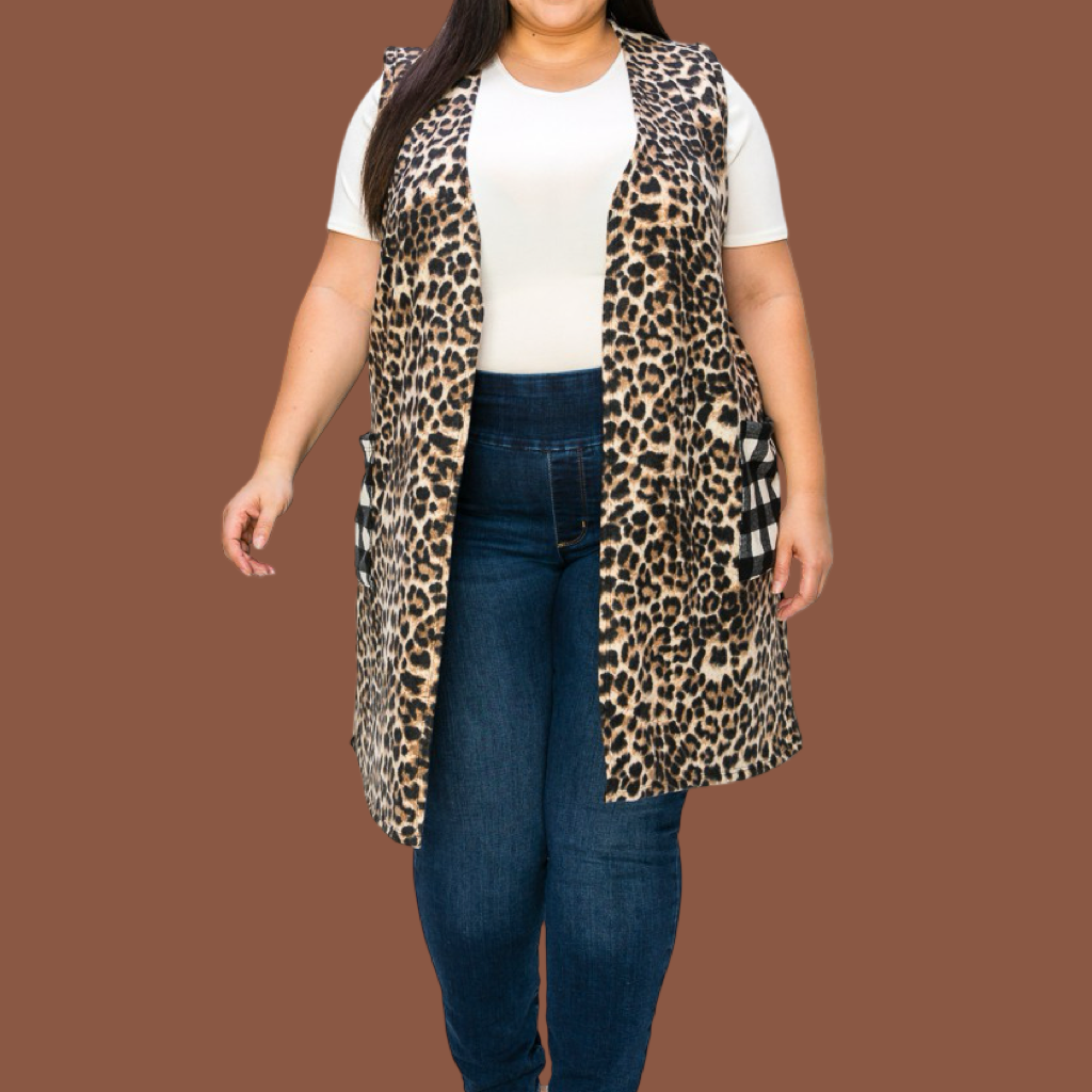Cheetah Sweater Vest Top