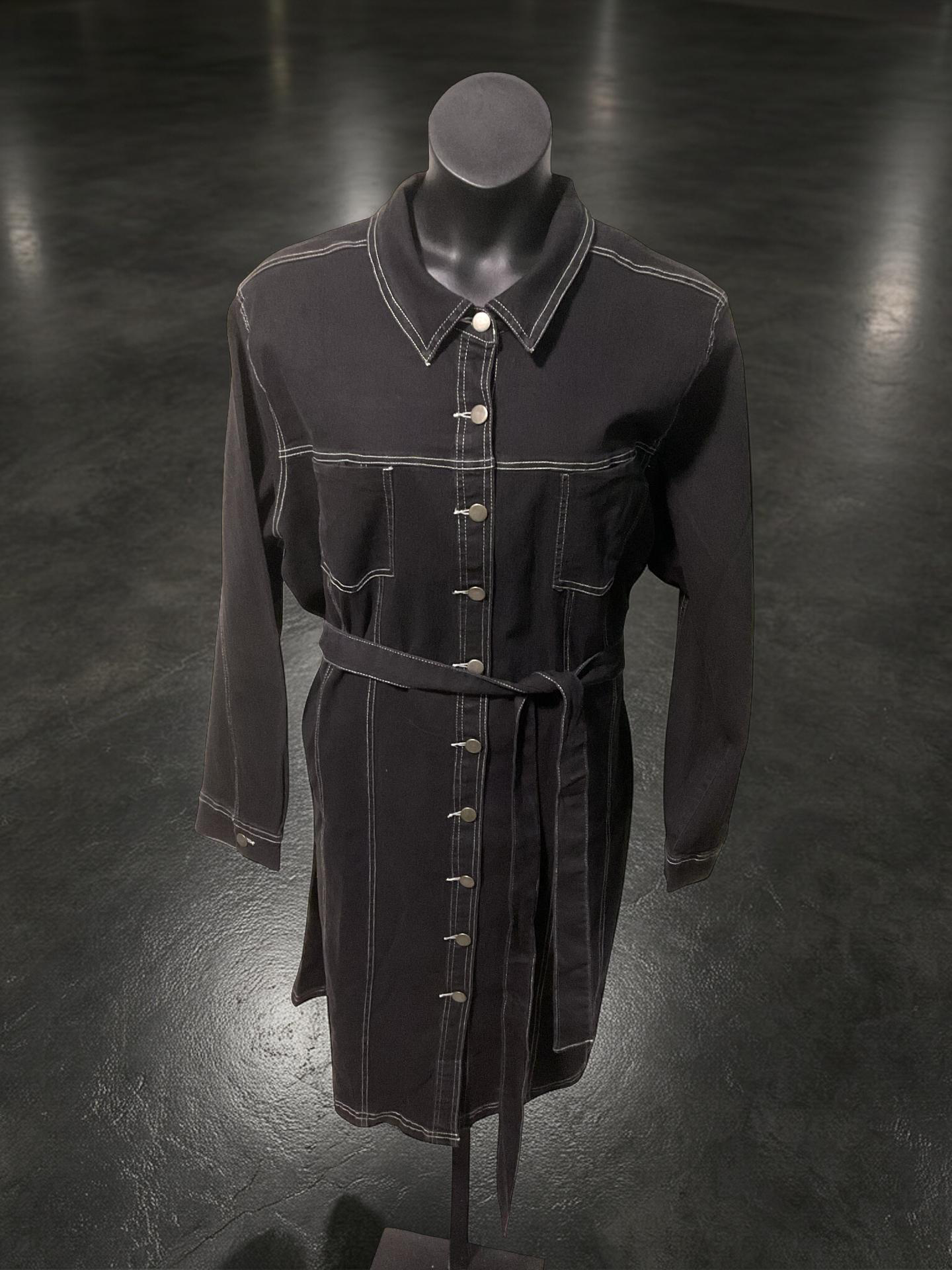 Black Belted Denim Dress