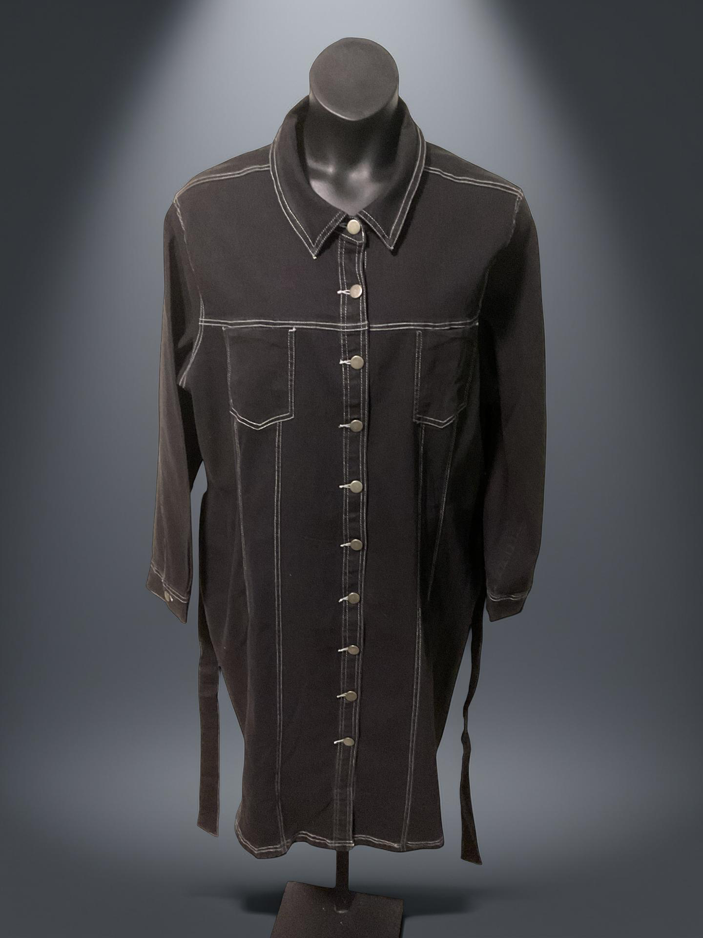 Black Belted Denim Dress