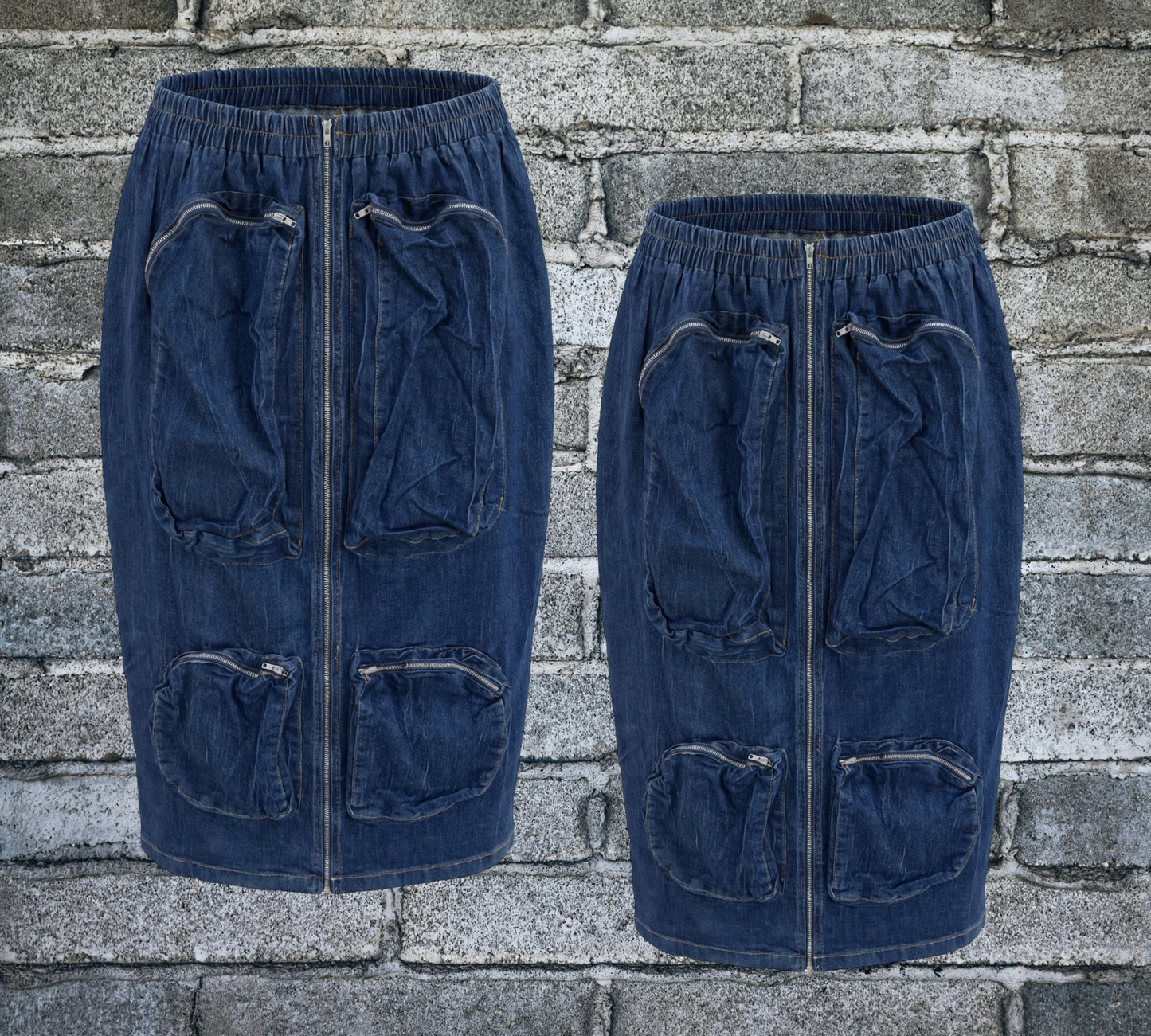 Blue Denim Cargo Maxi Skirt