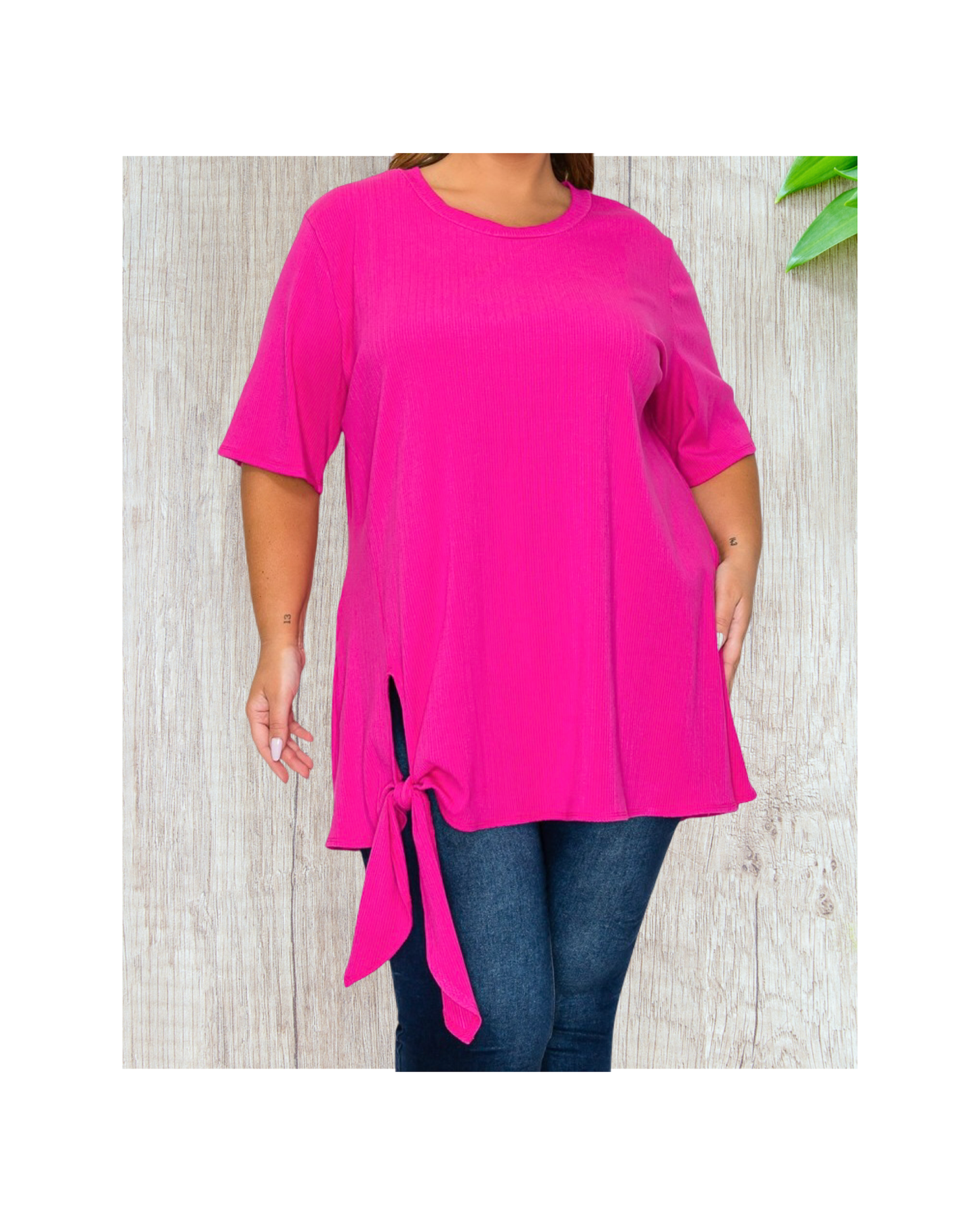 Pink Tye Front Tunic Top