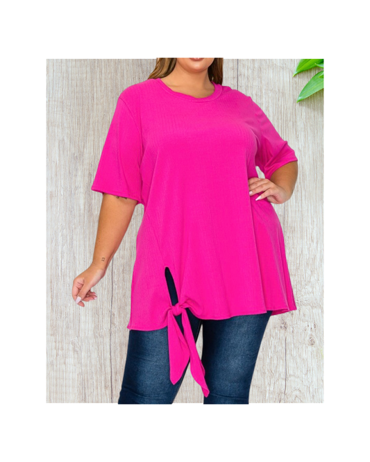 Pink Tye Front Tunic Top