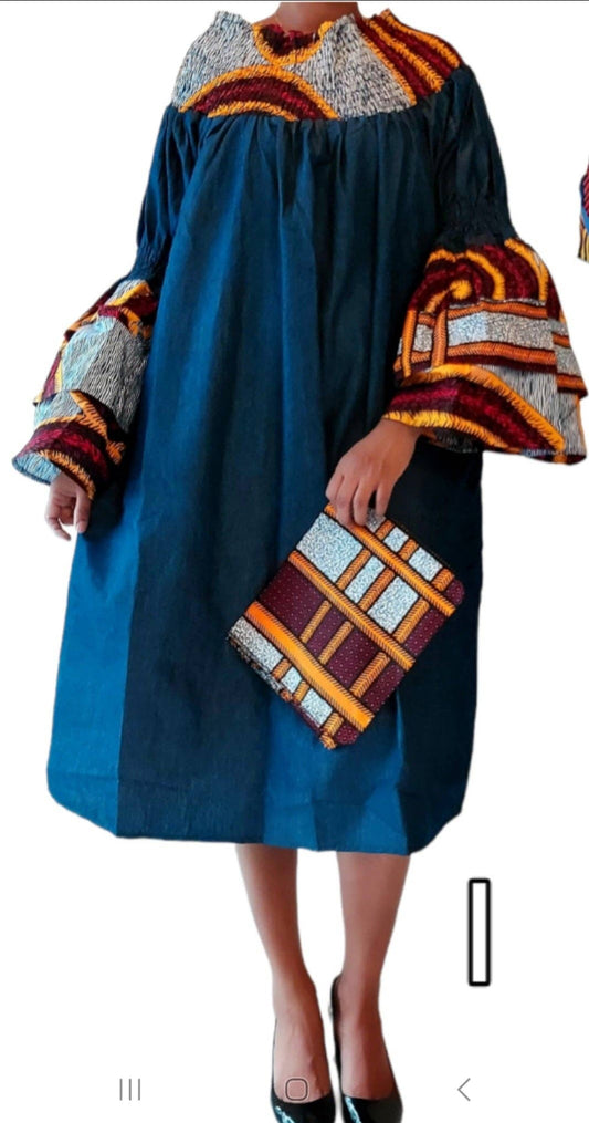 Denim Bell Sleeve Dress