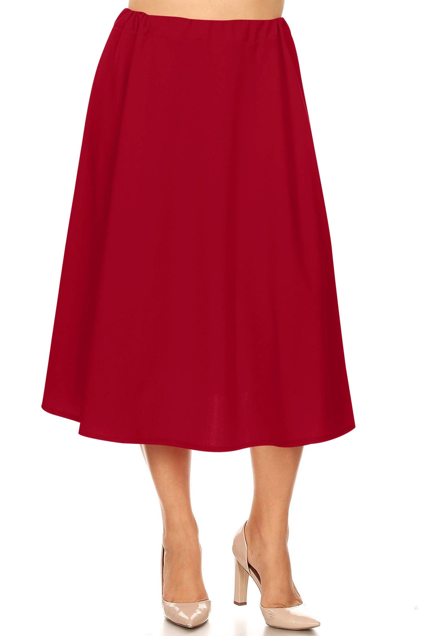 Burgundy Dressy Midi-Skirt