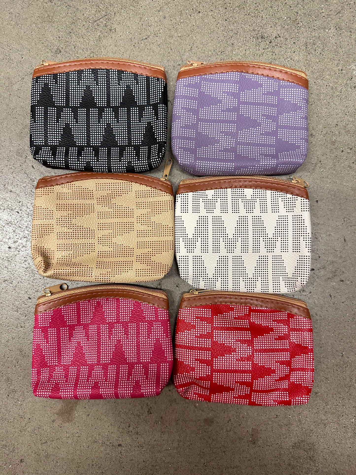 M Print Zipper Coin Purse Keychain